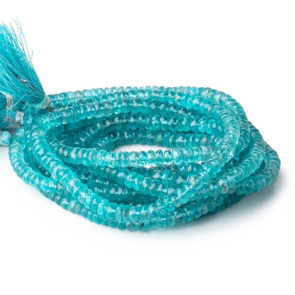 5-6.5mm Caribbean Blue Apatite Faceted Rondelle Beads 16 inch 136 pieces AA