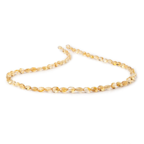 5-6.5mm Citrine Checkerboard Faceted Oval 16 inch 65 Beads