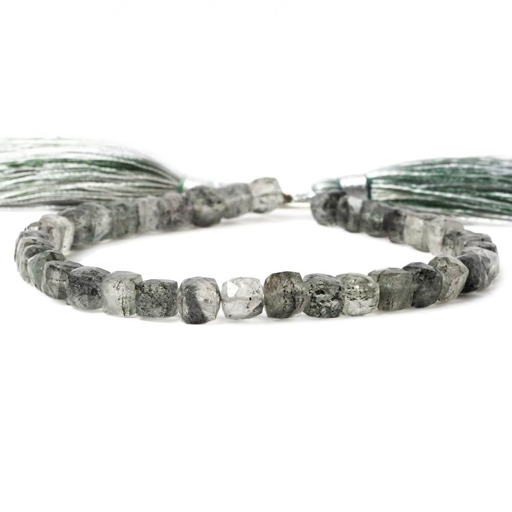 5-6mm Chlorite in Quartz faceted cubes 8 inch 37 Beads