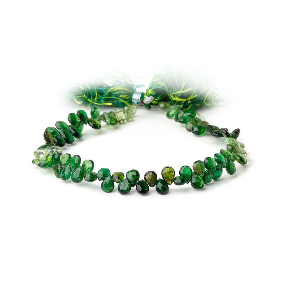 5-6mm Chrome Tourmaline Faceted Pear Beads 8 inch 80 pieces AA