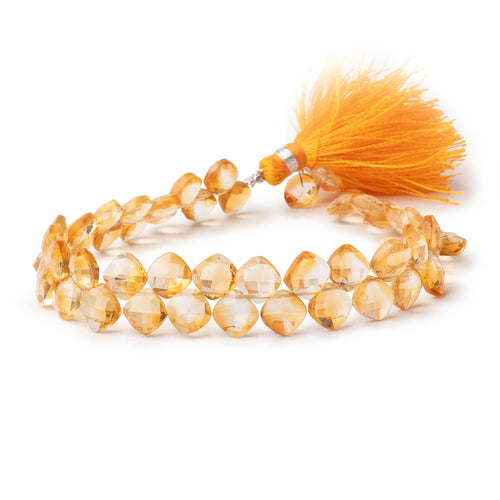 5-6mm Citrine Top Drill Faceted Pillow 7.5 inch 50 Beads