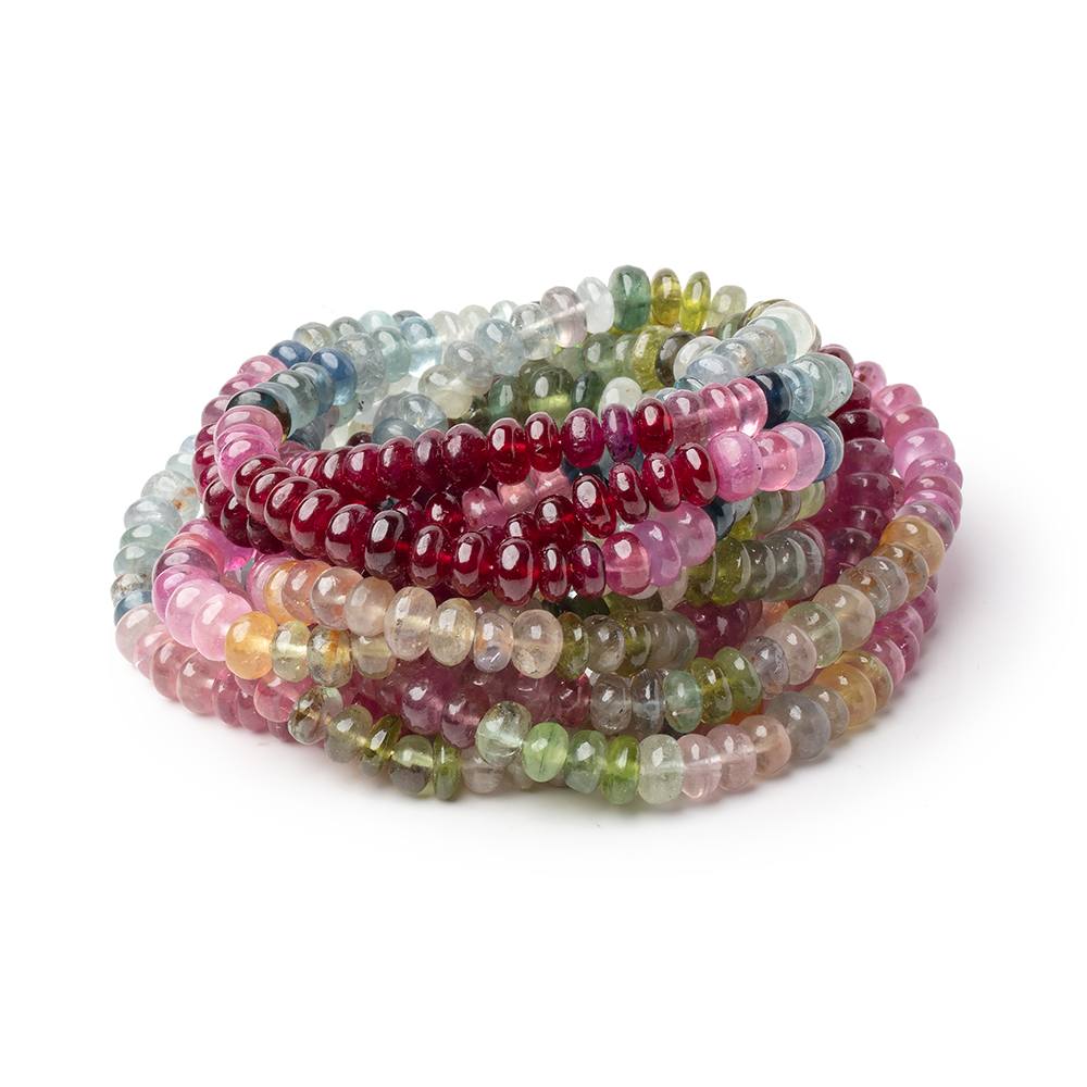 5-6mm Multi Color Sapphire Plain Rondelle Beads 18 inch 142 pieces AA