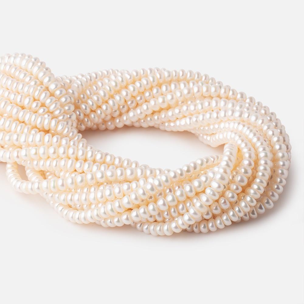 5-6mm Off White Center Drilled Button Freshwater Pearls 16 inch 144 pieces