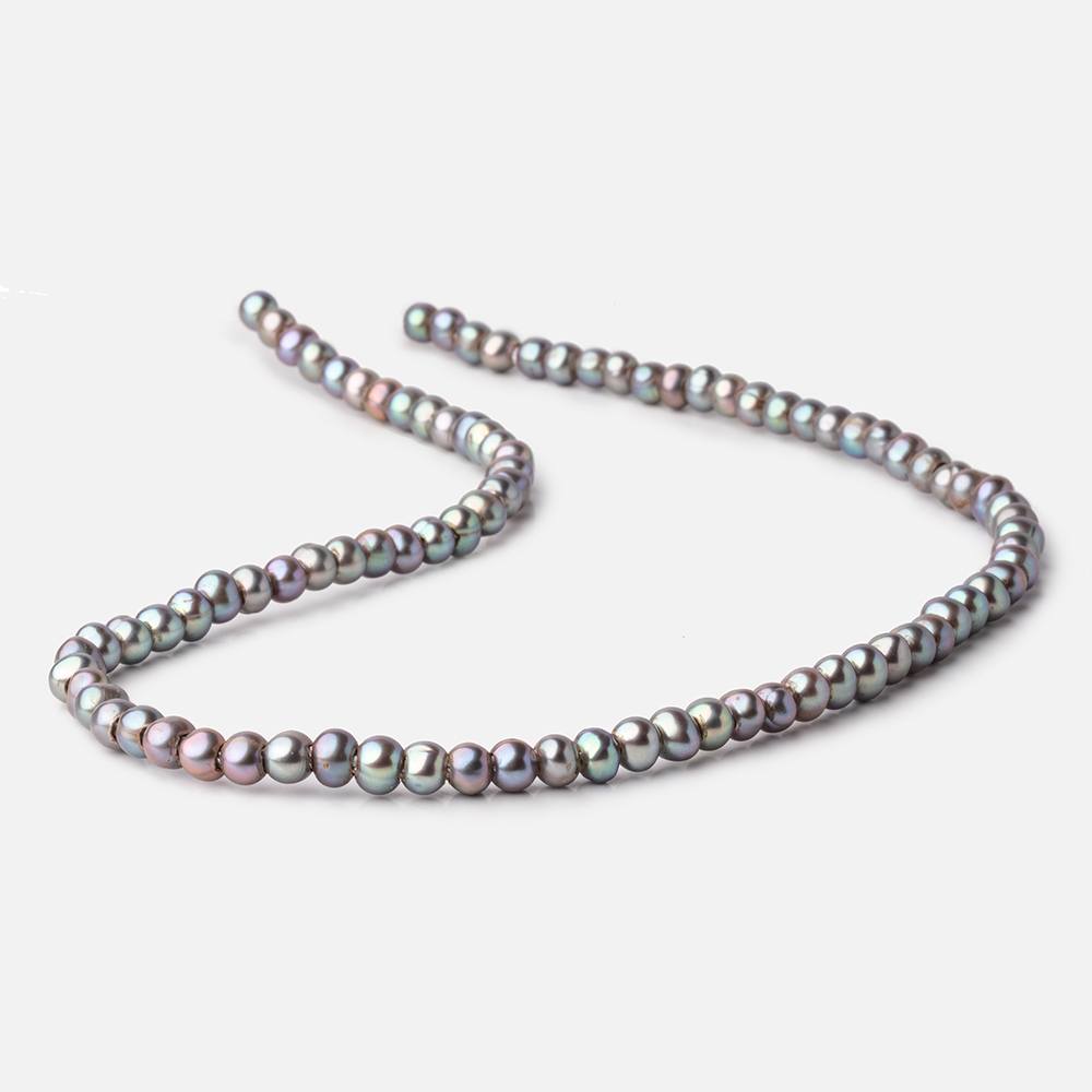 5-6mm Pistachio Silver Off Round 2.5mm Large Hole Pearls 95 Beads