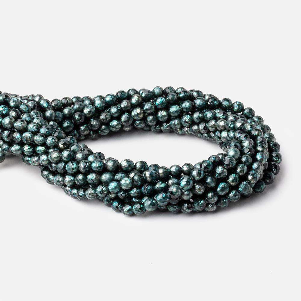 5-6mm Teal Faceted Round Freshwater Pearls 16 inch 69 pieces