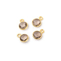 5-6mm Vermeil Bezel Smoky Quartz Faceted Coin Focal Pendants Set of 4 pieces