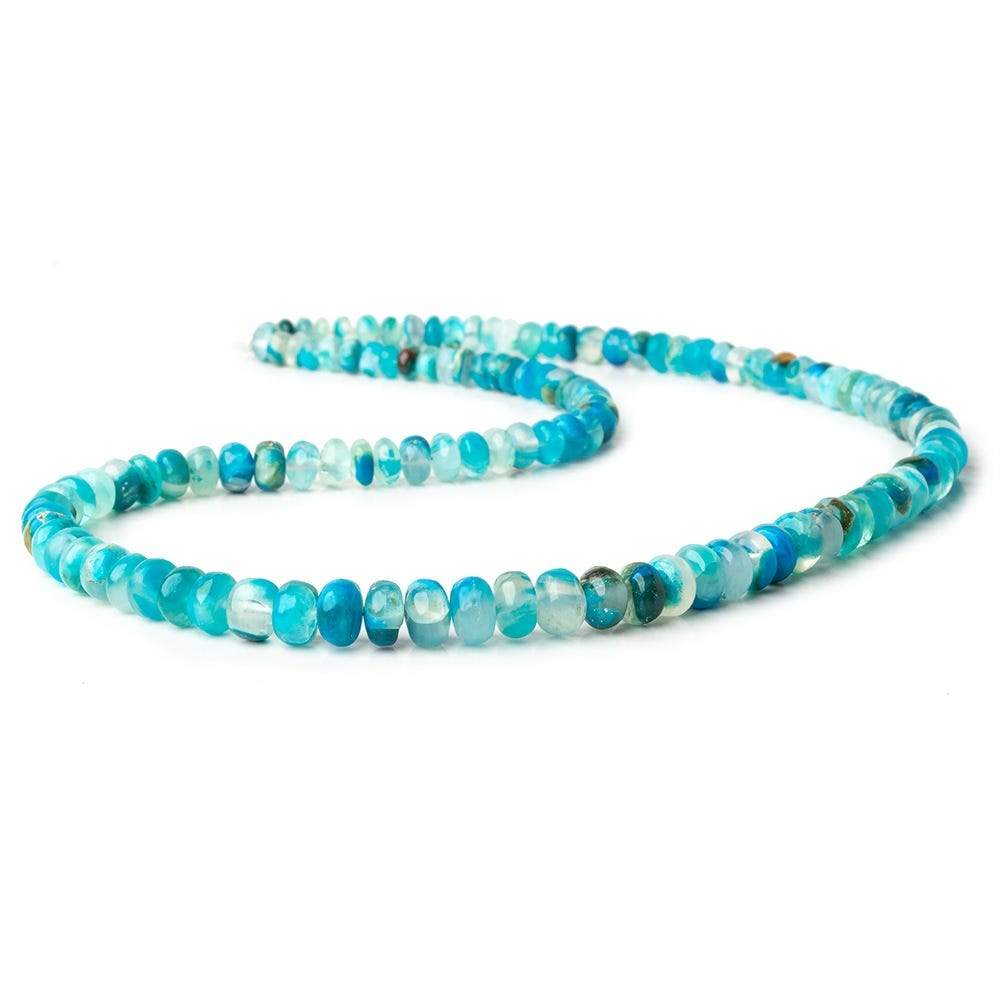 5-7.5mm Peruvian Blue Opalina plain rondelles 17 inch 121 beads A
