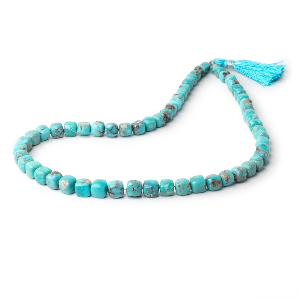 5-7.5mm Sleeping Beauty Turquoise Plain Cubes 16 inch 60 Beads AAA