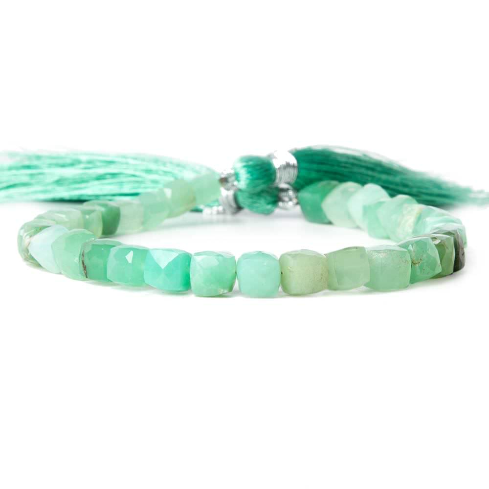 5-7mm Chrysoprase faceted cube Beads 8 inch 35 pieces