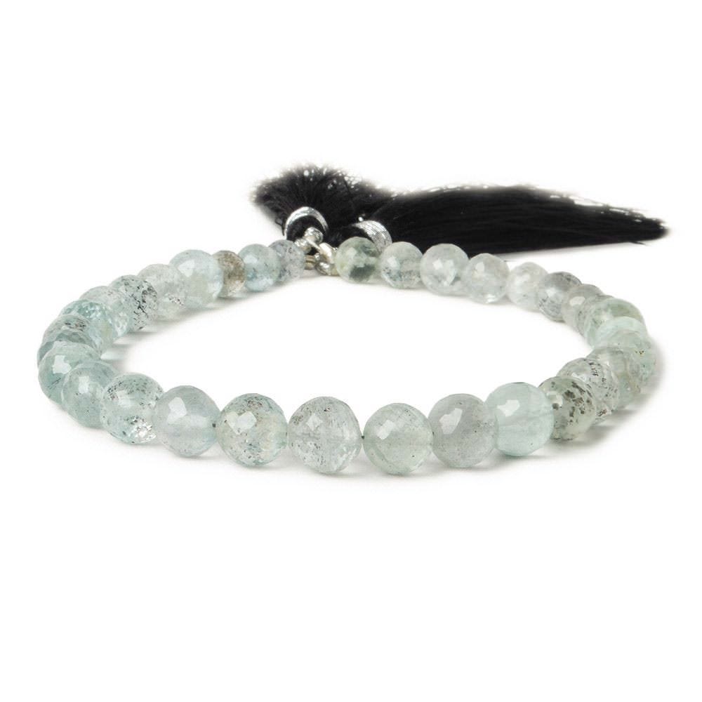 5-7mm Moss Aquamarine Faceted Round 8.25 inch 33 pcs  A