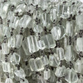 5-7mm Prasiolite Faceted Nuggets on Black Gold over .925 Silver Chain