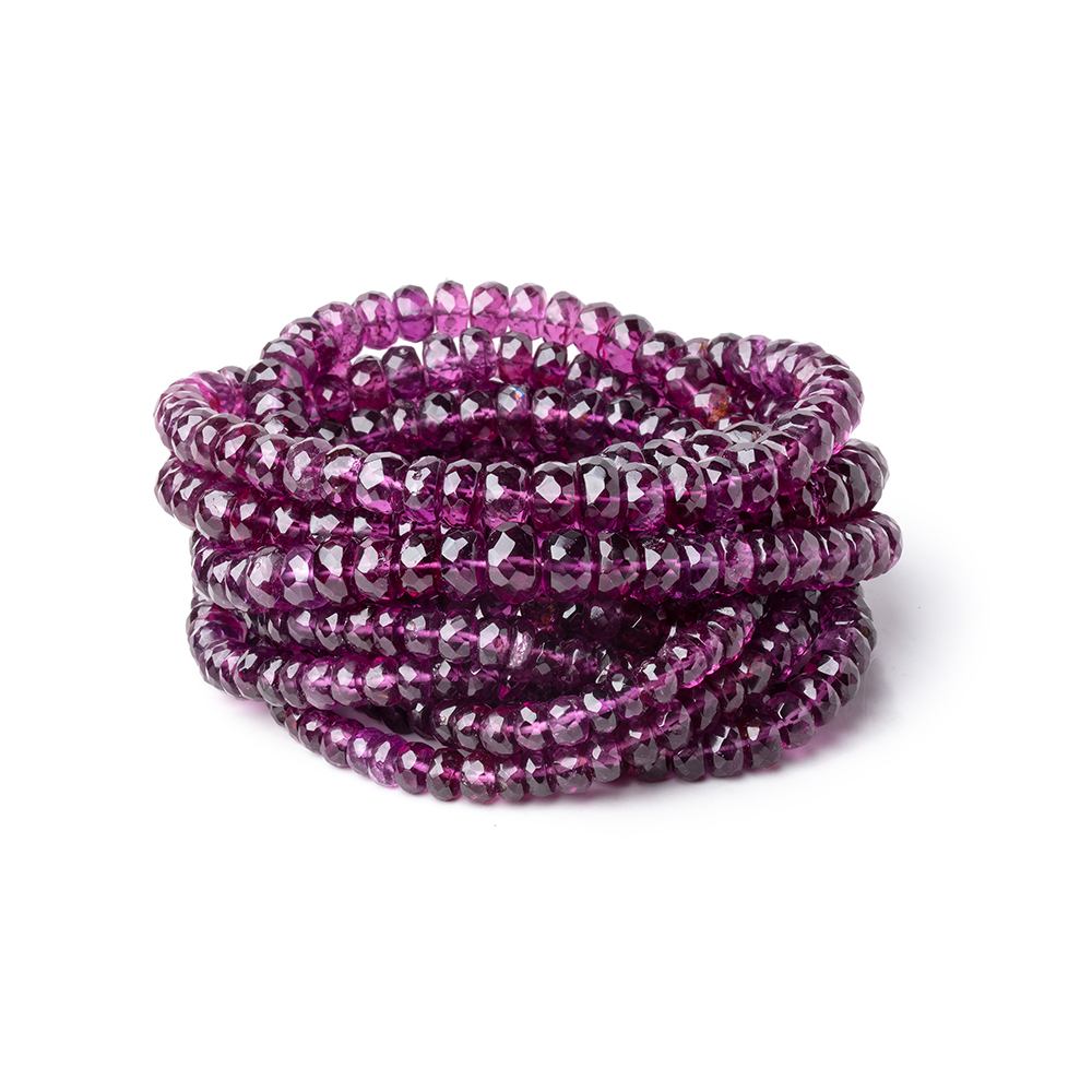 5-7mm Rhodolite Garnet Faceted Rondelle Beads 18 inch 128 pieces AAA