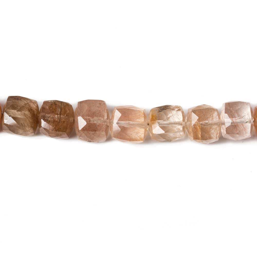 5-7mm Rutilated Quartz Faceted Cube 8 inch 32 pieces