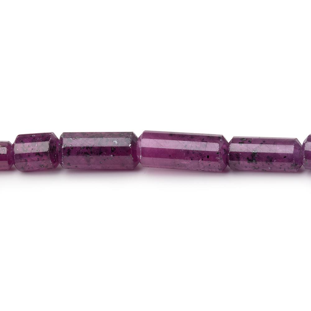 5-11mm Ruby Faceted Tube Beads 16 inch 52 pieces AA