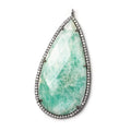 50x25mm Black Gold CZ Bezel & Amazonite faceted pear Pendant 1 piece