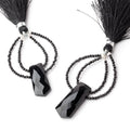 50x30mm Black Onyx Fancy Focal Beads Sold as a Set of 2