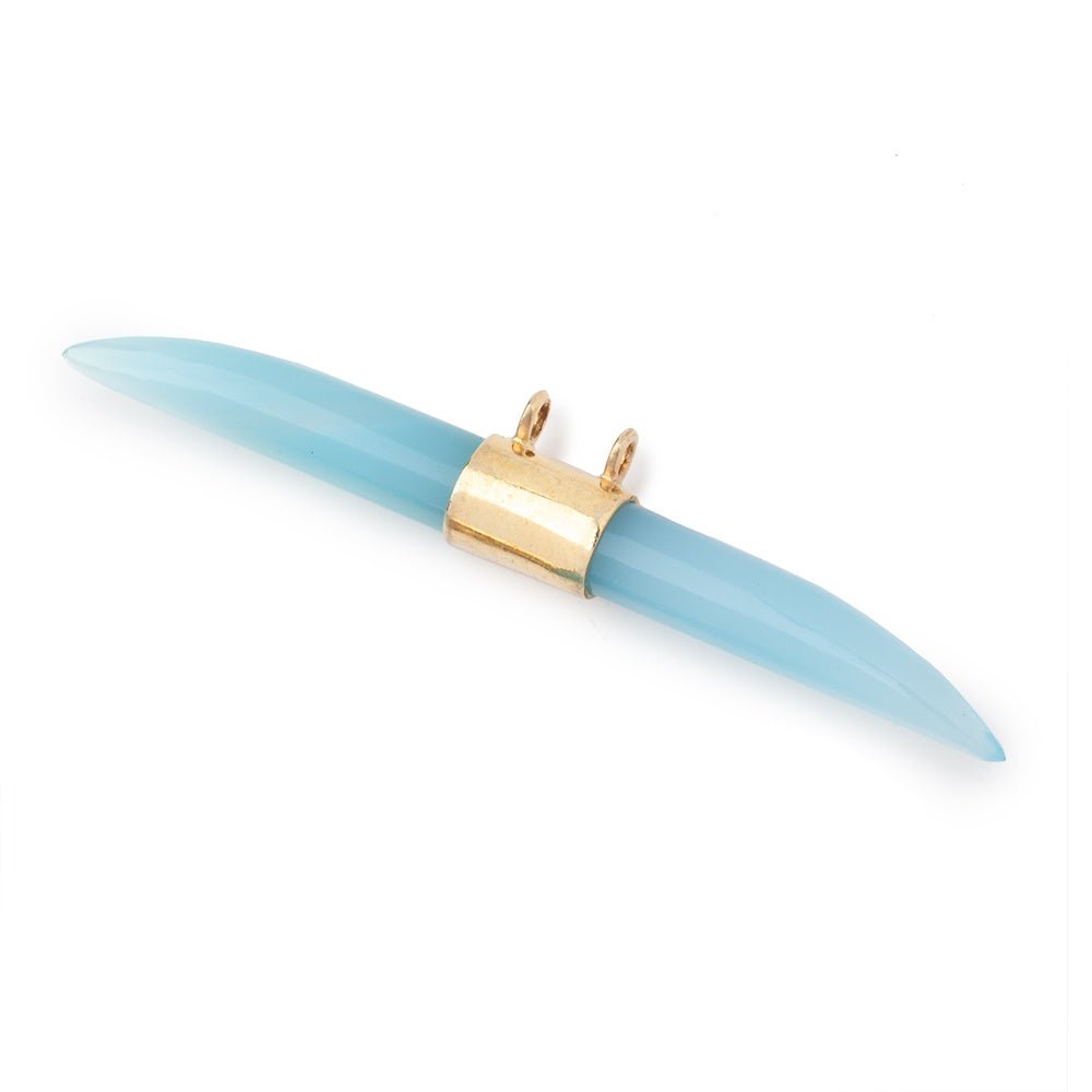 50x5mm Vermeil Bezel Seafoam Chalcedony Horn Connector 1 Focal piece