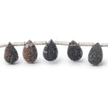 7-9mm Black Agate Drusy Pear Beads 7.25 inch 20 pieces