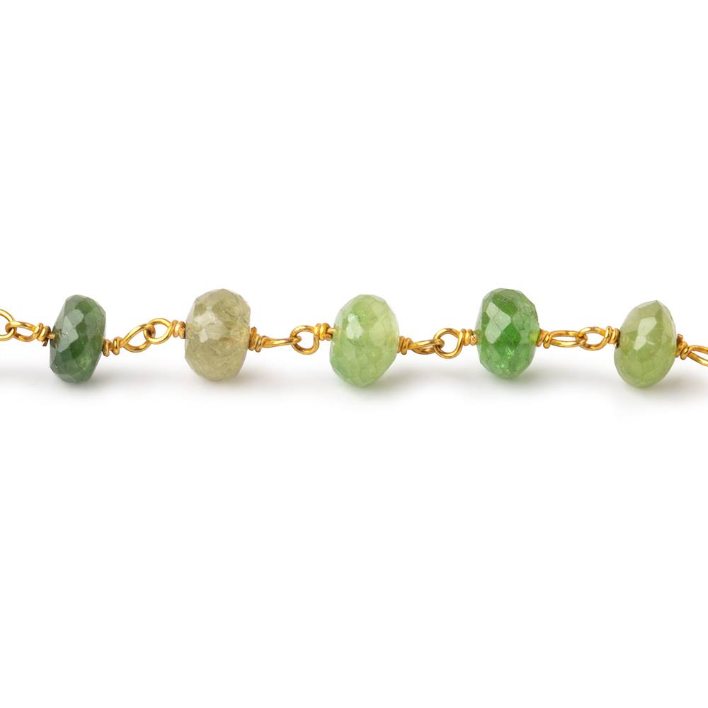 5.5-6mm Grossular Garnet Faceted Rondelles on Vermeil Chain with 34 beads per foot