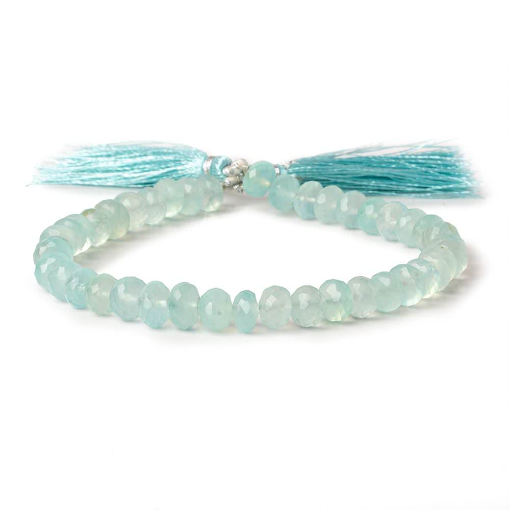 5.5-7mm Seafoam Green Chalcedony faceted rondelles 8 inch 40 beads  AAA
