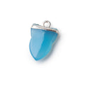 18x13mm Silver Leafed Royal Blue Chalcedony Shark Tooth Pendant 1 piece