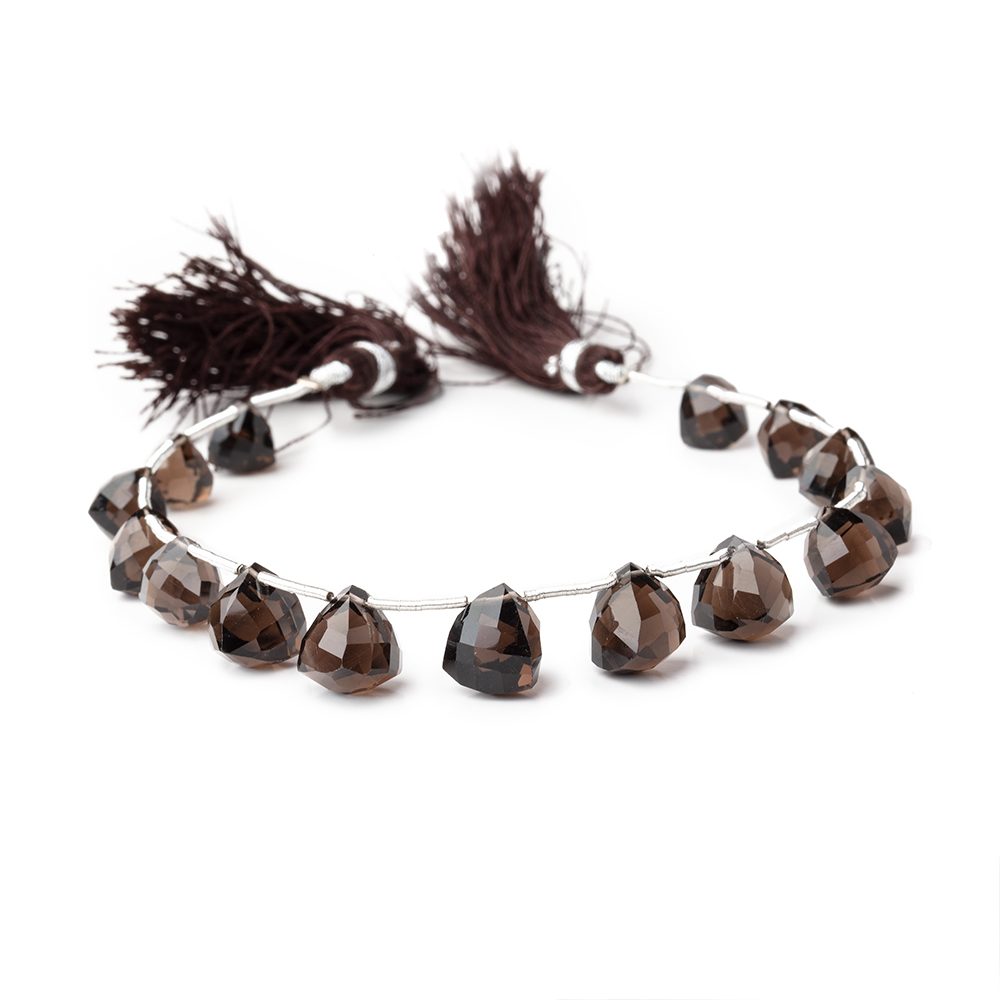 7-9mm Smoky Quartz Faceted Trillion Beads 7 inch 15 pieces