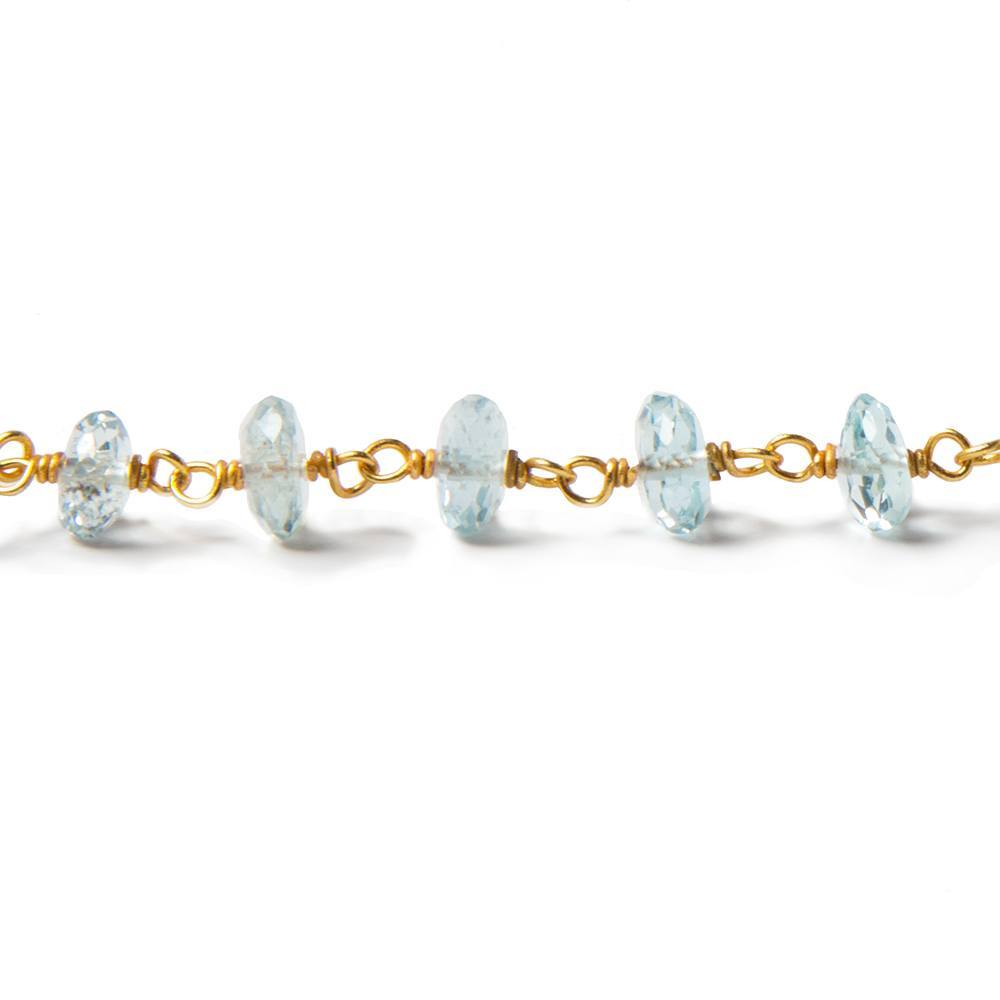 5mm Aquamarine faceted rondelle Vermeil Chain by the foot 40 pcs