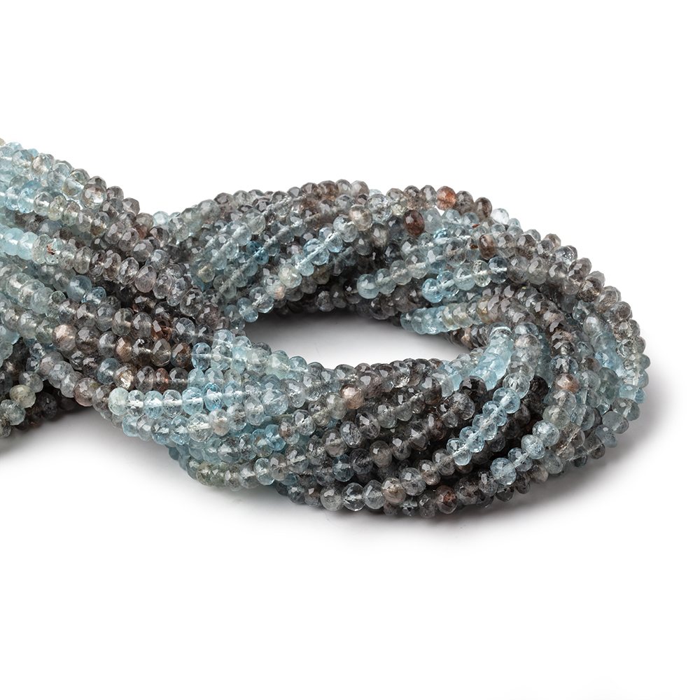 5mm Copper Moss Aquamarine Faceted Rondelle Beads 14 inch 100 pieces AA