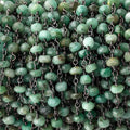 5mm Emerald Faceted Rondelles on Black Gold .925 Chain by the Foot