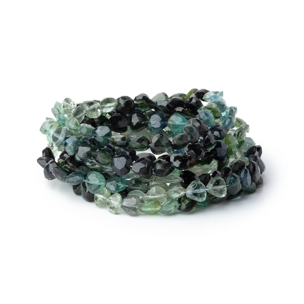 5mm Indicolite & Green Tourmaline Faceted Heart Beads 16 inch 78 pieces