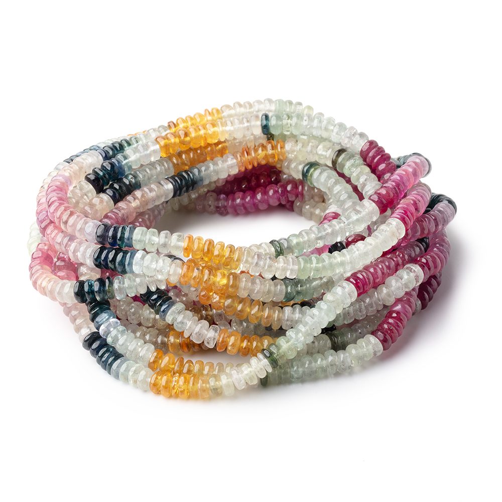 5mm Multi Color Madagascar Sapphire Plain Rondelle 16 inch 172 Beads AA
