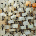 5mm MultiColor Moonstone heishi Black Gold plated Chain by the foot 35 pieces