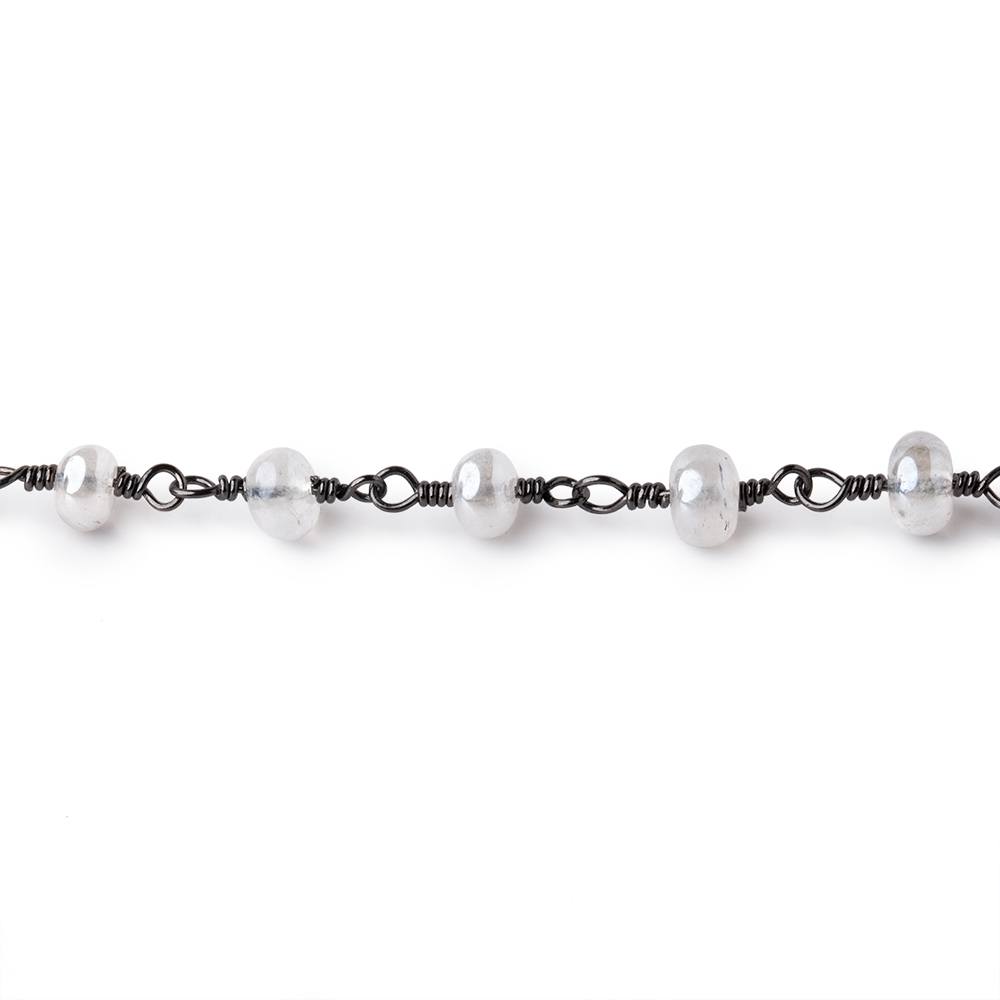5mm Mystic Quartz Plain Rondelles on Black Gold Chain by the Foot 29 beads