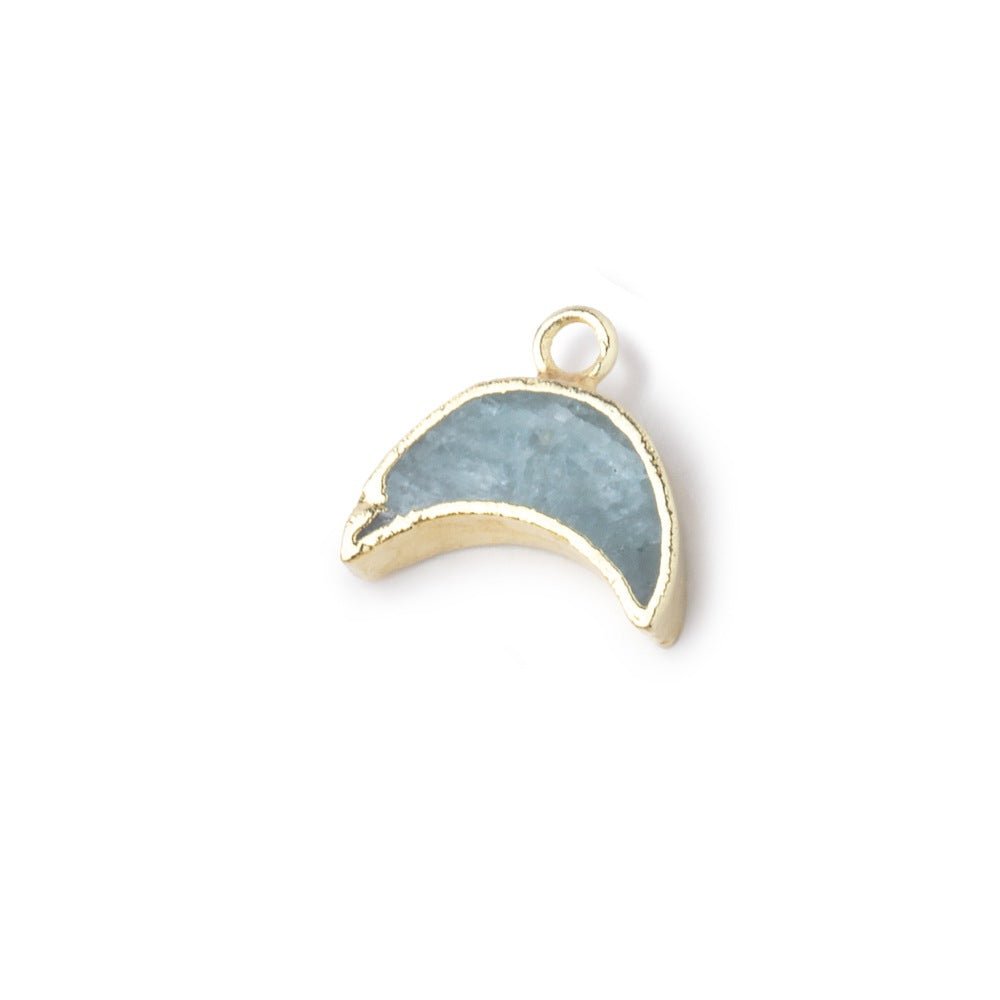5x11mm Gold Leafed Aquamarine Crescent Moon Focal Pendant 1 piece