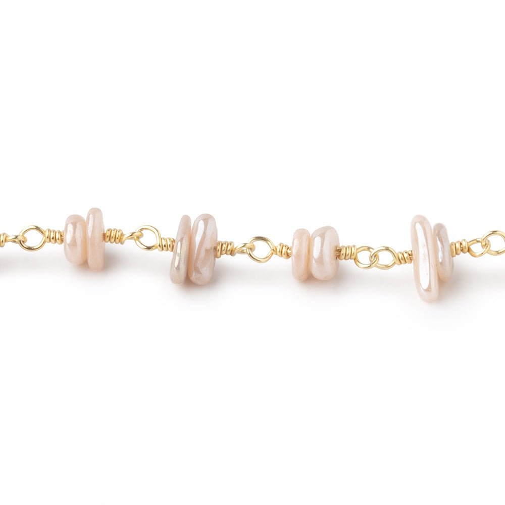 5x2mm Mystic Moonstone Plain Nugget Clusters on Gold Plated Chain