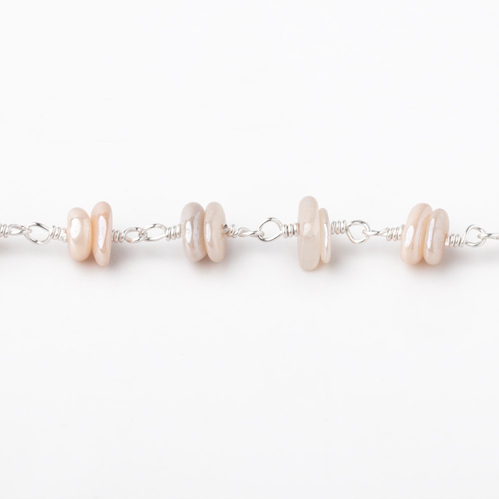 5x2mm Mystic Moonstone Plain Nugget Clusters on Silver Plated Chain