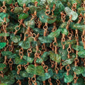 5x3-6x4mm Emerald chip nugget Rose Gold plated Silver Chain by the foot