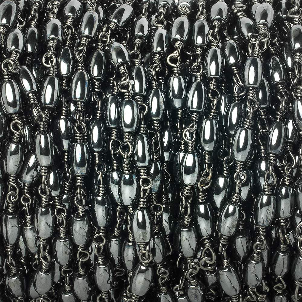5x3mm Hematite Plain Rice Black Gold Chain by the foot 27 pieces