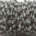 5x3mm Prasiolite tear drop Black Gold plated Chain by the foot 31 pieces