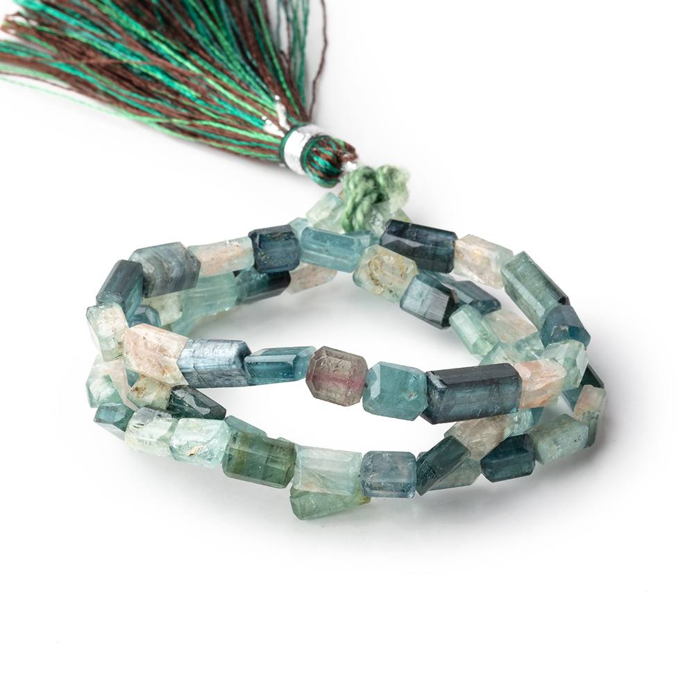 5x4-11x5mm Indicolite Tourmaline Faceted Rectangles 16 inch 60 Beads