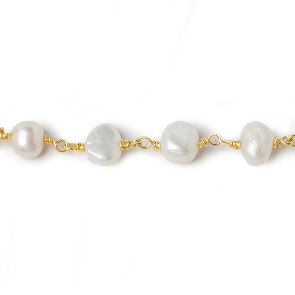 5x4-6x4mm Cream Baroque Freshwater Pearl Vermeil Chain by the foot 30 beads