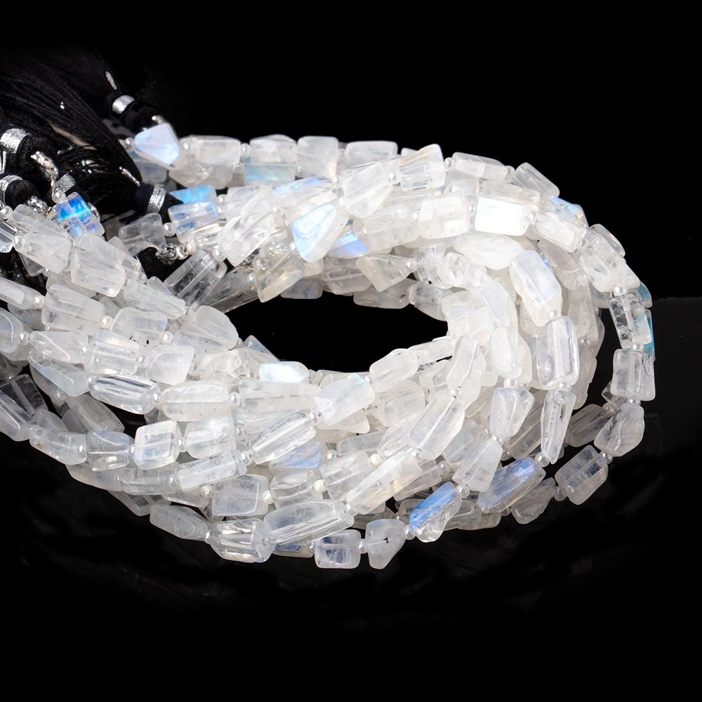 5x4-7x5mm Rainbow Moonstone Plain Nugget Beads 7.5 inch 17 pieces AA