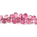 5x4-8x5mm Pink Tourmaline Faceted Pear Beads 7.5 inch 78 pieces AA