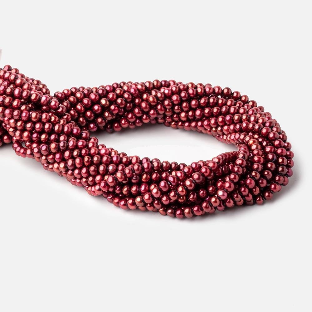 5x4mm Berry Red Off Round Freshwater Pearls 15 inch 98 pieces
