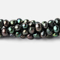 5x4mm Emerald Green Side Drilled Baroque Freshwater Pearls 16 inch 86 Beads