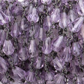 5x4mm Pink Amethyst Faceted Tear Drop Beads on Black Gold Plated Chain