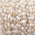 5x5-5x6mm White Baroque Pearls on Silver Plated Chain