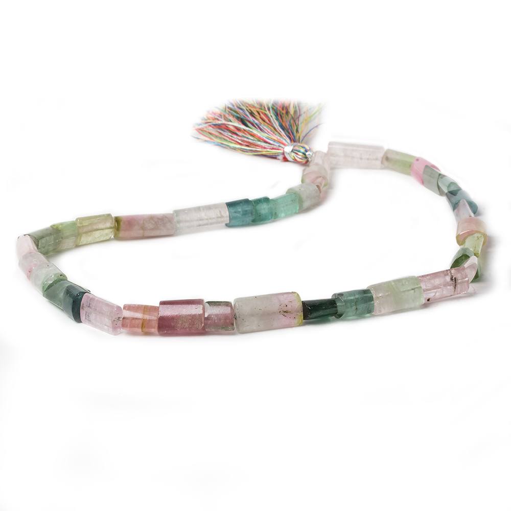 5x6-11x7mm Multi Color Tourmaline plain tube beads 16 inch 37 pieces A Grade