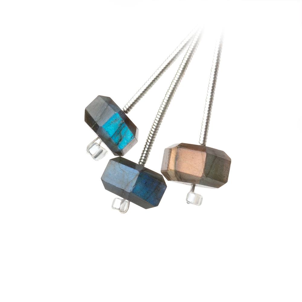 5x8-6x10mm Labradorite Faceted Hexagon Bead Set of 3 Focals