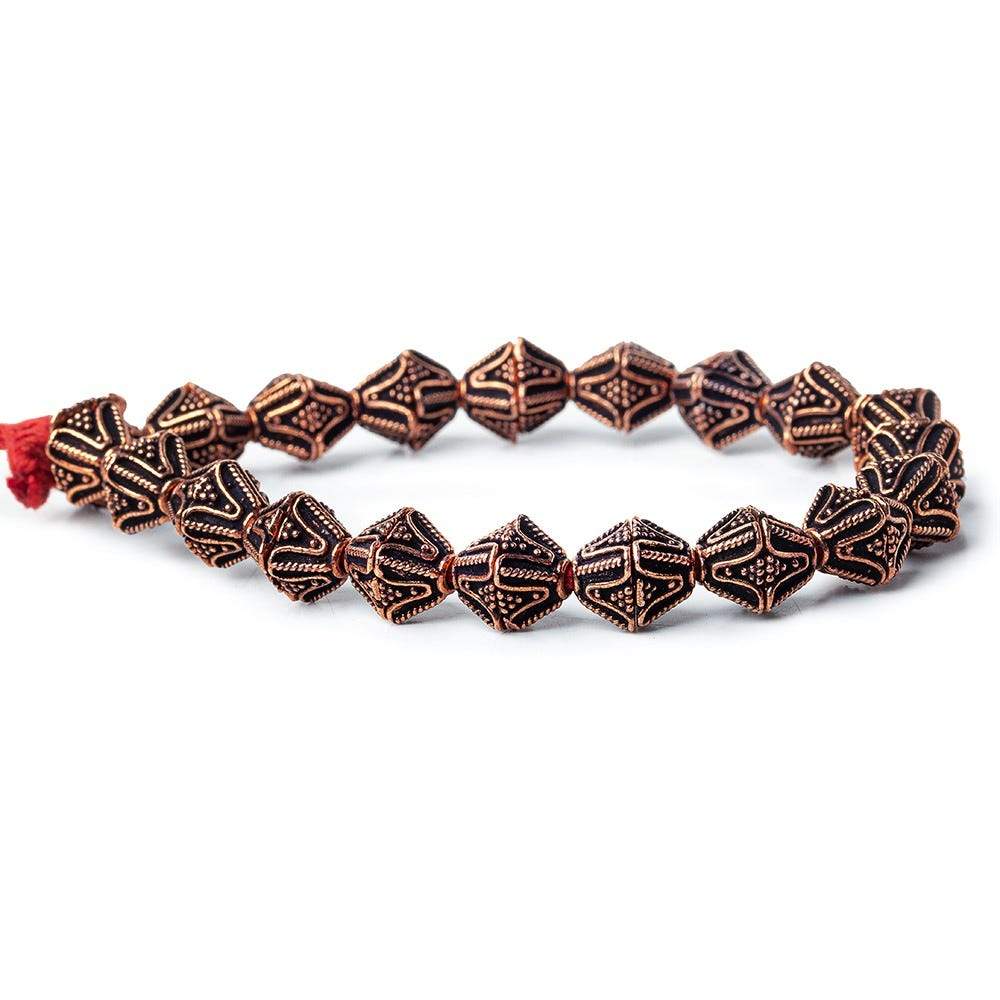 5x8x8mm Copper Bead Cap Pyramid Shape With Granulation 8 inch 40 pcs